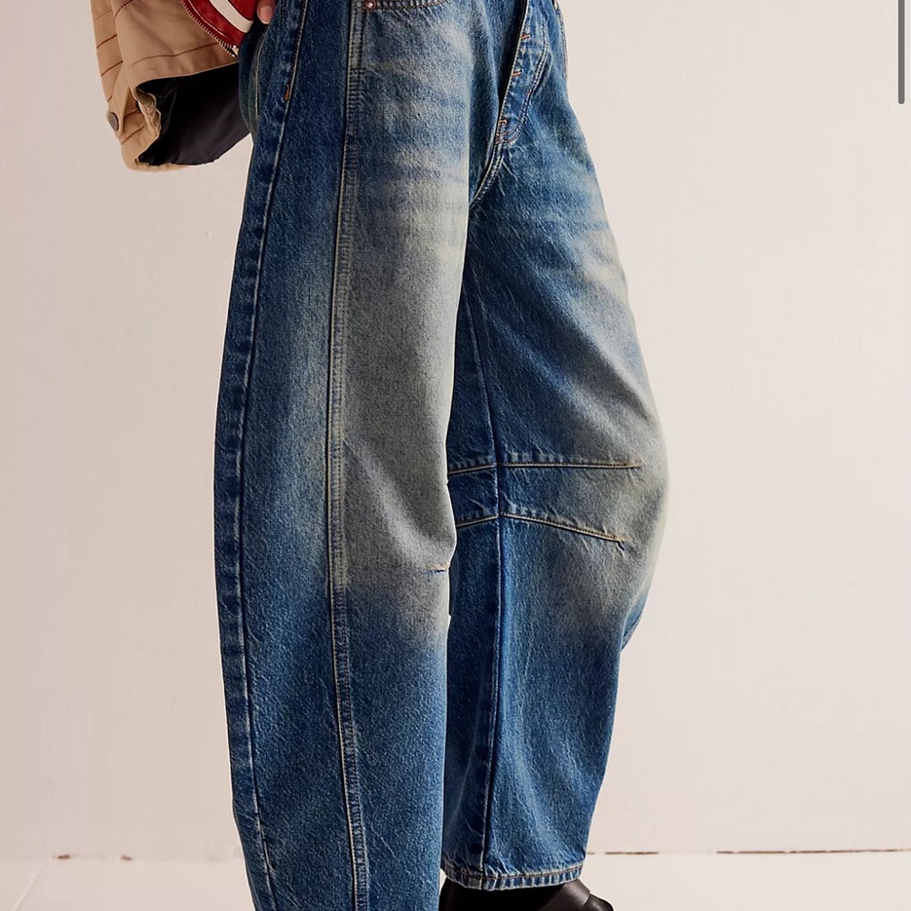 In Search of- we the free good luck mid-rise barrel jeans RAMBLER size 25